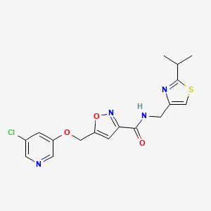 molecular formula C17H17ClN4O3S B5170351 5-{[(5-chloro-3-pyridinyl)oxy]methyl}-N-[(2-isopropyl-1,3-thiazol-4-yl)methyl]-3-isoxazolecarboxamide 