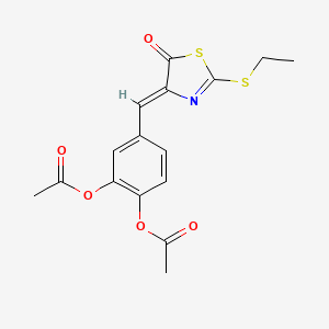 molecular formula C16H15NO5S2 B5170373 4-{[2-(ethylthio)-5-oxo-1,3-thiazol-4(5H)-ylidene]methyl}-1,2-phenylene diacetate 
