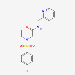 molecular formula C16H18ClN3O3S B5170412 N~2~-[(4-chlorophenyl)sulfonyl]-N~2~-ethyl-N~1~-(2-pyridinylmethyl)glycinamide 
