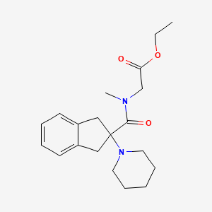 molecular formula C20H28N2O3 B5170416 ethyl N-methyl-N-{[2-(1-piperidinyl)-2,3-dihydro-1H-inden-2-yl]carbonyl}glycinate 