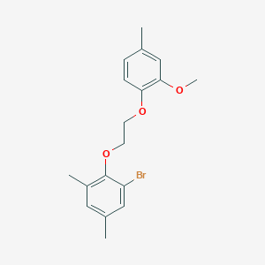molecular formula C18H21BrO3 B5170422 1-bromo-2-[2-(2-methoxy-4-methylphenoxy)ethoxy]-3,5-dimethylbenzene 