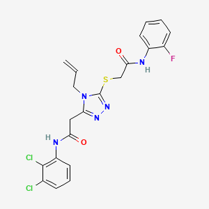 molecular formula C21H18Cl2FN5O2S B5170427 2-[(4-allyl-5-{2-[(2,3-dichlorophenyl)amino]-2-oxoethyl}-4H-1,2,4-triazol-3-yl)thio]-N-(2-fluorophenyl)acetamide 