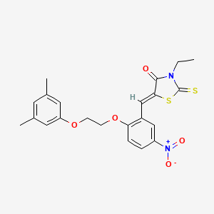 molecular formula C22H22N2O5S2 B5170537 5-{2-[2-(3,5-dimethylphenoxy)ethoxy]-5-nitrobenzylidene}-3-ethyl-2-thioxo-1,3-thiazolidin-4-one 
