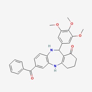 molecular formula C29H28N2O5 B5170574 7-benzoyl-11-(3,4,5-trimethoxyphenyl)-2,3,4,5,10,11-hexahydro-1H-dibenzo[b,e][1,4]diazepin-1-one 