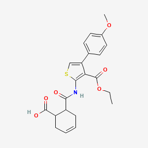 molecular formula C22H23NO6S B5170599 6-({[3-(ethoxycarbonyl)-4-(4-methoxyphenyl)-2-thienyl]amino}carbonyl)-3-cyclohexene-1-carboxylic acid 