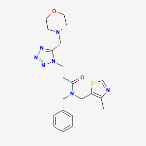 molecular formula C21H27N7O2S B5170610 N-benzyl-N-[(4-methyl-1,3-thiazol-5-yl)methyl]-3-[5-(4-morpholinylmethyl)-1H-tetrazol-1-yl]propanamide 