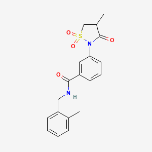molecular formula C19H20N2O4S B5170709 N-(2-methylbenzyl)-3-(4-methyl-1,1-dioxido-3-oxo-2-isothiazolidinyl)benzamide 
