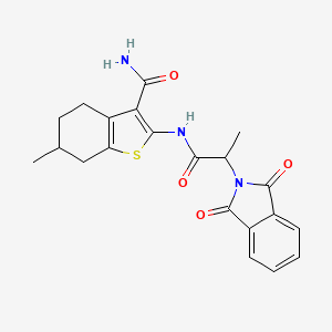 molecular formula C21H21N3O4S B5170714 2-{[2-(1,3-dioxo-1,3-dihydro-2H-isoindol-2-yl)propanoyl]amino}-6-methyl-4,5,6,7-tetrahydro-1-benzothiophene-3-carboxamide 
