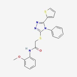 molecular formula C21H18N4O2S2 B5170811 N-(2-methoxyphenyl)-2-{[4-phenyl-5-(2-thienyl)-4H-1,2,4-triazol-3-yl]thio}acetamide 