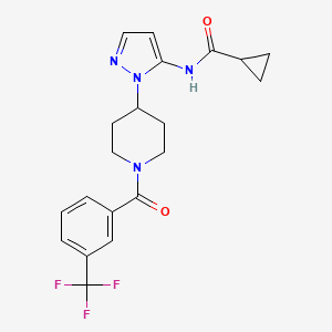 molecular formula C20H21F3N4O2 B5170838 N-(1-{1-[3-(trifluoromethyl)benzoyl]-4-piperidinyl}-1H-pyrazol-5-yl)cyclopropanecarboxamide 