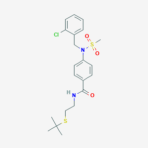 molecular formula C21H27ClN2O3S2 B5170853 N-[2-(tert-butylthio)ethyl]-4-[(2-chlorobenzyl)(methylsulfonyl)amino]benzamide 
