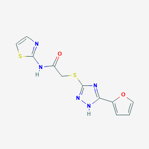 molecular formula C11H9N5O2S2 B5170864 2-{[5-(2-furyl)-4H-1,2,4-triazol-3-yl]thio}-N-1,3-thiazol-2-ylacetamide 