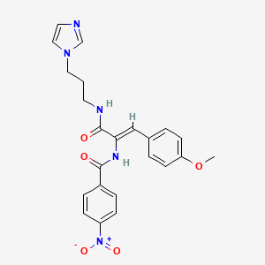 molecular formula C23H23N5O5 B5170898 N-[1-({[3-(1H-imidazol-1-yl)propyl]amino}carbonyl)-2-(4-methoxyphenyl)vinyl]-4-nitrobenzamide 