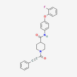 molecular formula C27H23FN2O3 B5170905 N-[4-(2-fluorophenoxy)phenyl]-1-(3-phenyl-2-propynoyl)-4-piperidinecarboxamide 