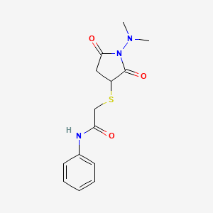 2-{[1-(dimethylamino)-2,5-dioxo-3-pyrrolidinyl]thio}-N-phenylacetamide