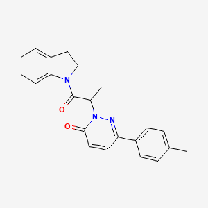 molecular formula C22H21N3O2 B5170923 2-[2-(2,3-dihydro-1H-indol-1-yl)-1-methyl-2-oxoethyl]-6-(4-methylphenyl)-3(2H)-pyridazinone 