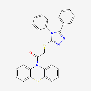 molecular formula C28H20N4OS2 B5170953 10-{[(4,5-diphenyl-4H-1,2,4-triazol-3-yl)thio]acetyl}-10H-phenothiazine 