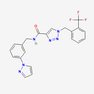 molecular formula C21H17F3N6O B5170990 N-[3-(1H-pyrazol-1-yl)benzyl]-1-[2-(trifluoromethyl)benzyl]-1H-1,2,3-triazole-4-carboxamide 