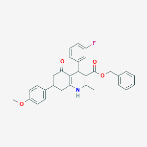 molecular formula C31H28FNO4 B5171023 benzyl 4-(3-fluorophenyl)-7-(4-methoxyphenyl)-2-methyl-5-oxo-1,4,5,6,7,8-hexahydro-3-quinolinecarboxylate 