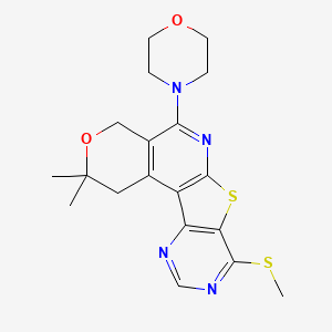 molecular formula C19H22N4O2S2 B5171038 2,2-dimethyl-8-(methylthio)-5-(4-morpholinyl)-1,4-dihydro-2H-pyrano[4'',3'':4',5']pyrido[3',2':4,5]thieno[3,2-d]pyrimidine 