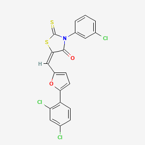molecular formula C20H10Cl3NO2S2 B5171050 3-(3-chlorophenyl)-5-{[5-(2,4-dichlorophenyl)-2-furyl]methylene}-2-thioxo-1,3-thiazolidin-4-one 