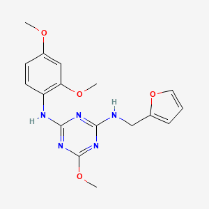 molecular formula C17H19N5O4 B5171098 N-(2,4-dimethoxyphenyl)-N'-(2-furylmethyl)-6-methoxy-1,3,5-triazine-2,4-diamine 
