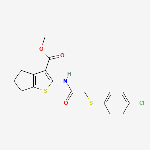 molecular formula C17H16ClNO3S2 B5171102 methyl 2-({[(4-chlorophenyl)thio]acetyl}amino)-5,6-dihydro-4H-cyclopenta[b]thiophene-3-carboxylate 
