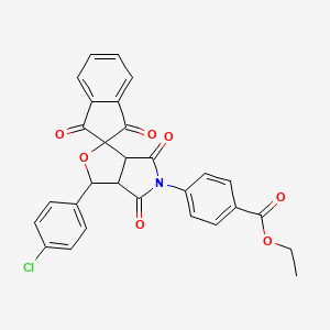 molecular formula C29H20ClNO7 B5171105 ethyl 4-[3-(4-chlorophenyl)-1',3',4,6-tetraoxo-1',3',3a,4,6,6a-hexahydrospiro[furo[3,4-c]pyrrole-1,2'-inden]-5(3H)-yl]benzoate 