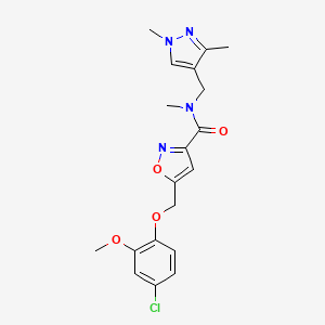 molecular formula C19H21ClN4O4 B5171125 5-[(4-chloro-2-methoxyphenoxy)methyl]-N-[(1,3-dimethyl-1H-pyrazol-4-yl)methyl]-N-methyl-3-isoxazolecarboxamide 
