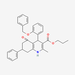 molecular formula C33H33NO4 B5171175 propyl 4-[2-(benzyloxy)phenyl]-2-methyl-5-oxo-7-phenyl-1,4,5,6,7,8-hexahydro-3-quinolinecarboxylate 
