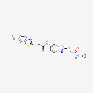 molecular formula C23H22N4O3S4 B5171192 N-(2-{[2-(cyclopropylamino)-2-oxoethyl]thio}-1,3-benzothiazol-6-yl)-2-[(6-ethoxy-1,3-benzothiazol-2-yl)thio]acetamide CAS No. 5959-84-2