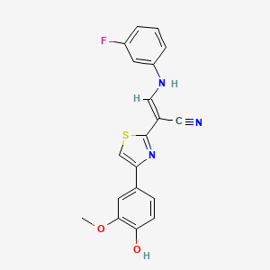 3-[(3-fluorophenyl)amino]-2-[4-(4-hydroxy-3-methoxyphenyl)-1,3-thiazol-2-yl]acrylonitrile