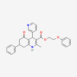 molecular formula C30H28N2O4 B5171217 2-phenoxyethyl 2-methyl-5-oxo-7-phenyl-4-(3-pyridinyl)-1,4,5,6,7,8-hexahydro-3-quinolinecarboxylate 
