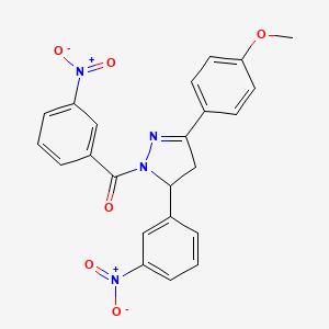 molecular formula C23H18N4O6 B5171219 3-(4-methoxyphenyl)-1-(3-nitrobenzoyl)-5-(3-nitrophenyl)-4,5-dihydro-1H-pyrazole 