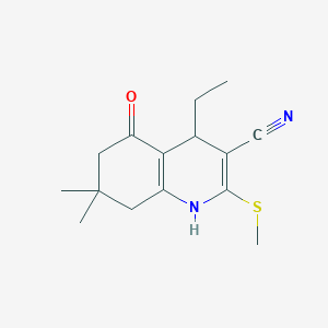 molecular formula C15H20N2OS B5171253 4-ethyl-7,7-dimethyl-2-(methylthio)-5-oxo-1,4,5,6,7,8-hexahydro-3-quinolinecarbonitrile 