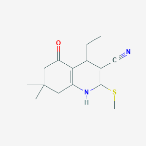 4-ethyl-7,7-dimethyl-2-(methylthio)-5-oxo-1,4,5,6,7,8-hexahydro-3-quinolinecarbonitrile