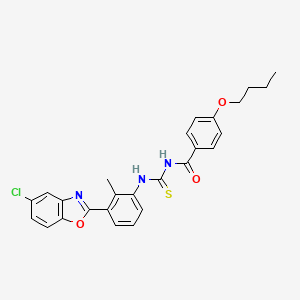 4-butoxy-N-({[3-(5-chloro-1,3-benzoxazol-2-yl)-2-methylphenyl]amino}carbonothioyl)benzamide