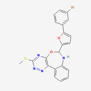 molecular formula C21H15BrN4O2S B5171266 6-[5-(3-bromophenyl)-2-furyl]-3-(methylthio)-6,7-dihydro[1,2,4]triazino[5,6-d][3,1]benzoxazepine 