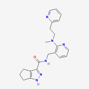 molecular formula C21H24N6O B5171292 N-[(2-{methyl[2-(2-pyridinyl)ethyl]amino}-3-pyridinyl)methyl]-1,4,5,6-tetrahydrocyclopenta[c]pyrazole-3-carboxamide 
