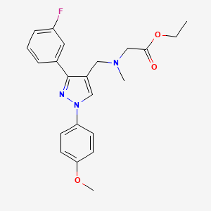 molecular formula C22H24FN3O3 B5171293 ethyl N-{[3-(3-fluorophenyl)-1-(4-methoxyphenyl)-1H-pyrazol-4-yl]methyl}-N-methylglycinate 