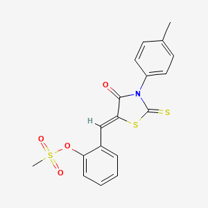 molecular formula C18H15NO4S3 B5171310 2-{[3-(4-methylphenyl)-4-oxo-2-thioxo-1,3-thiazolidin-5-ylidene]methyl}phenyl methanesulfonate 