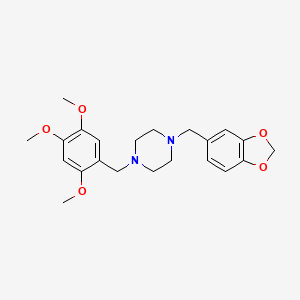 molecular formula C22H28N2O5 B5171320 1-(1,3-benzodioxol-5-ylmethyl)-4-(2,4,5-trimethoxybenzyl)piperazine 