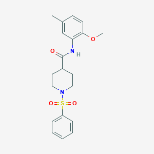 molecular formula C20H24N2O4S B5171402 N-(2-methoxy-5-methylphenyl)-1-(phenylsulfonyl)-4-piperidinecarboxamide 