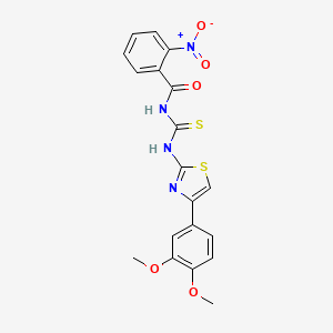 molecular formula C19H16N4O5S2 B5171409 N-({[4-(3,4-dimethoxyphenyl)-1,3-thiazol-2-yl]amino}carbonothioyl)-2-nitrobenzamide 