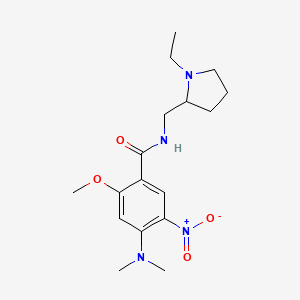 molecular formula C17H26N4O4 B5171420 4-(dimethylamino)-N-[(1-ethyl-2-pyrrolidinyl)methyl]-2-methoxy-5-nitrobenzamide 