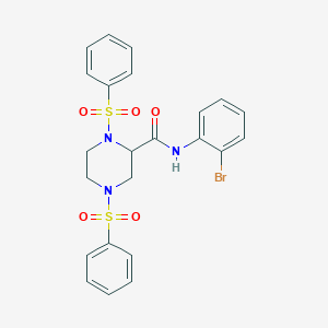 molecular formula C23H22BrN3O5S2 B5171429 N-(2-bromophenyl)-1,4-bis(phenylsulfonyl)-2-piperazinecarboxamide 