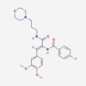 molecular formula C25H30ClN3O5 B5171435 4-chloro-N-[2-(3,4-dimethoxyphenyl)-1-({[3-(4-morpholinyl)propyl]amino}carbonyl)vinyl]benzamide 