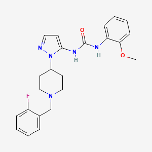 molecular formula C23H26FN5O2 B5171482 N-{1-[1-(2-fluorobenzyl)-4-piperidinyl]-1H-pyrazol-5-yl}-N'-(2-methoxyphenyl)urea 