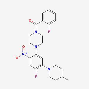 molecular formula C23H26F2N4O3 B5171513 1-(2-fluorobenzoyl)-4-[4-fluoro-5-(4-methyl-1-piperidinyl)-2-nitrophenyl]piperazine 