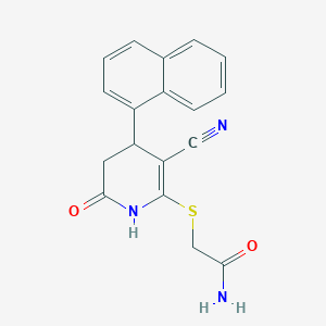 molecular formula C18H15N3O2S B5171596 2-{[3-cyano-4-(1-naphthyl)-6-oxo-1,4,5,6-tetrahydro-2-pyridinyl]thio}acetamide 